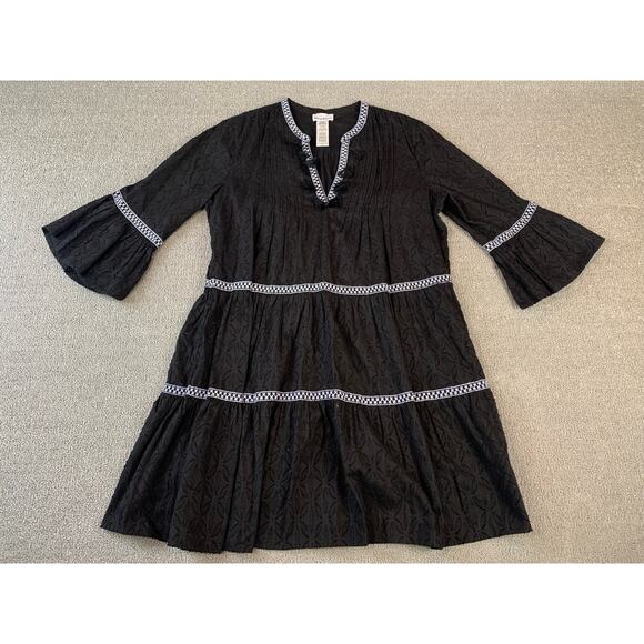 Tommy Bahama Dress Embroidered Bell Sleeve Boho Coastal Mini Size Medium - Picture 3 of 10